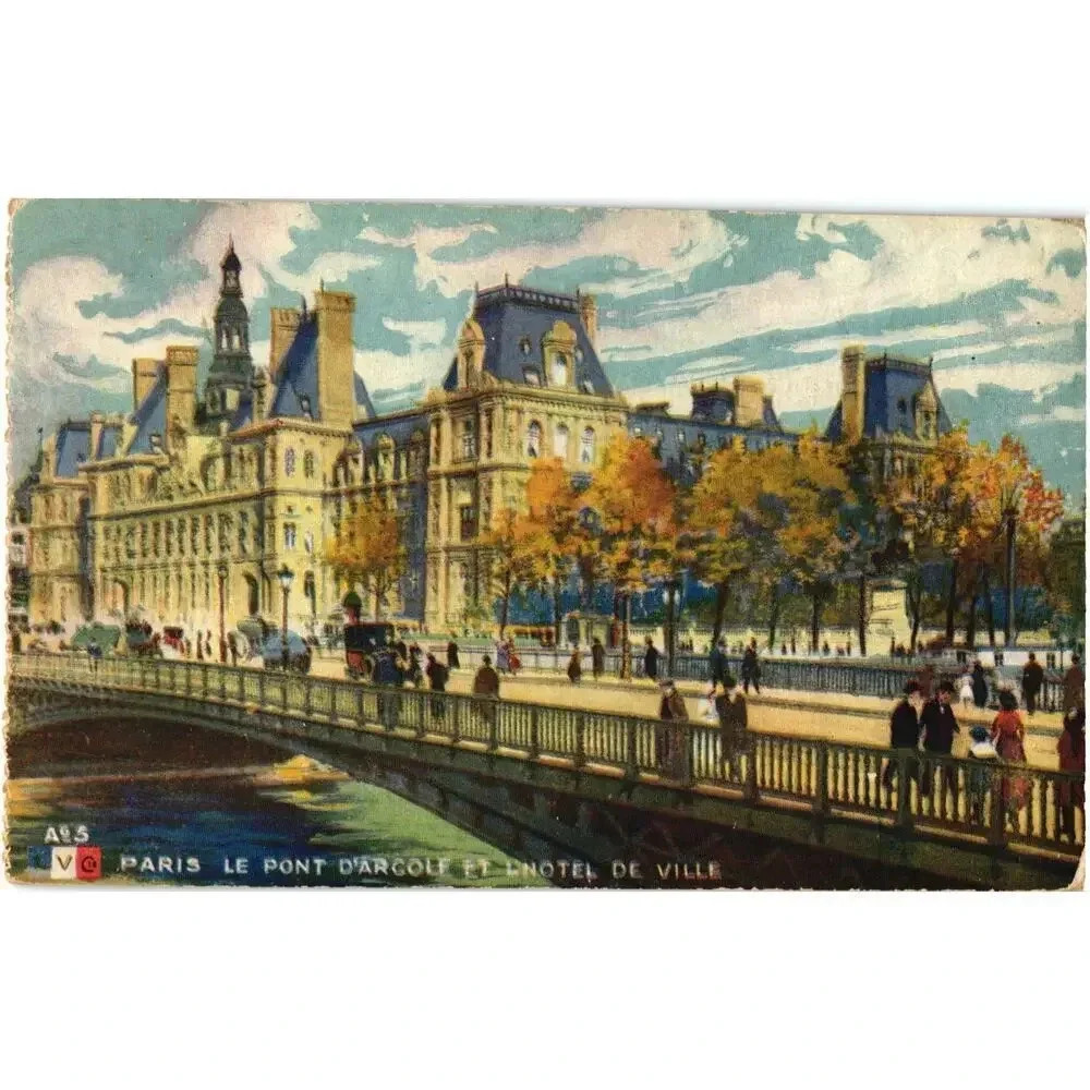 Paris Le Pont D'arcole Et L'hôtel De Ville France Postcard